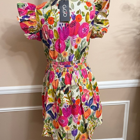 Vibrant Floral Ruffle Sleeve Dress - Picture 9 of 12